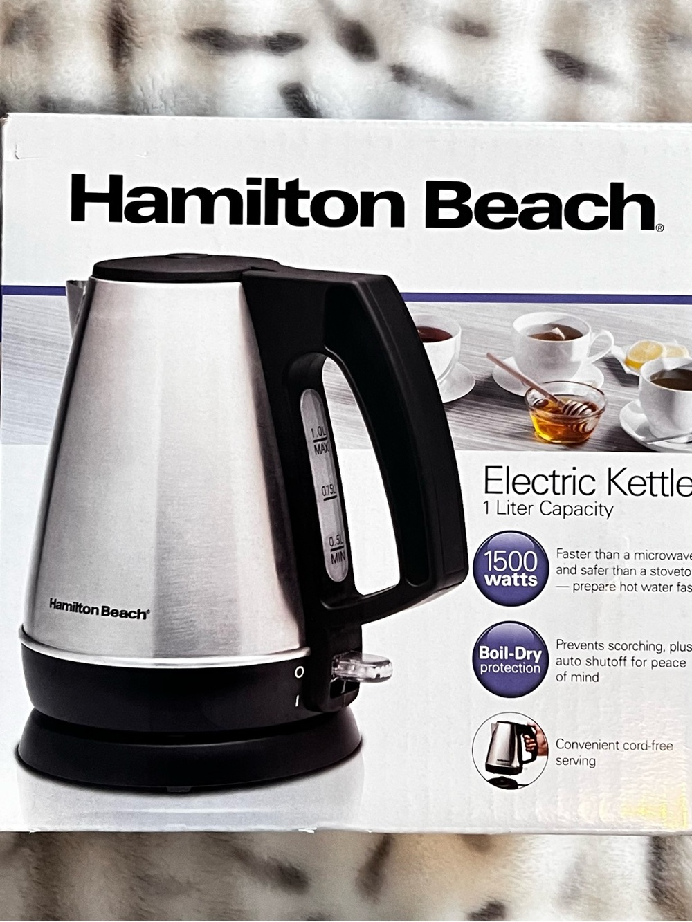 Hamilton Beach Stainless Steel and Black Electric Kettle